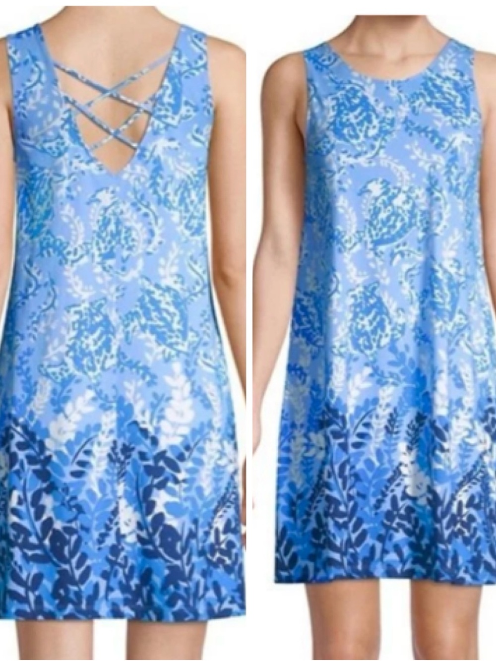LILLY PULITZER Pima Cotton Kristen Blue Peri Turtley Midi Dress Criss-Cross Back